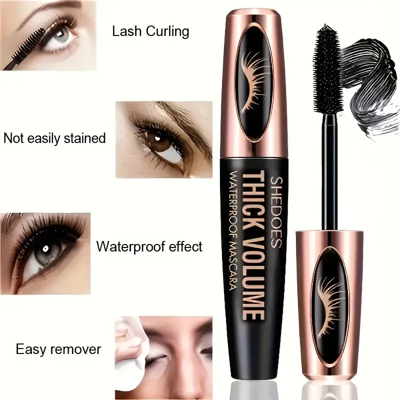 8D Curler Fiber Lash Mascara - Waterproof, Black, Thick Eyelash Shaping