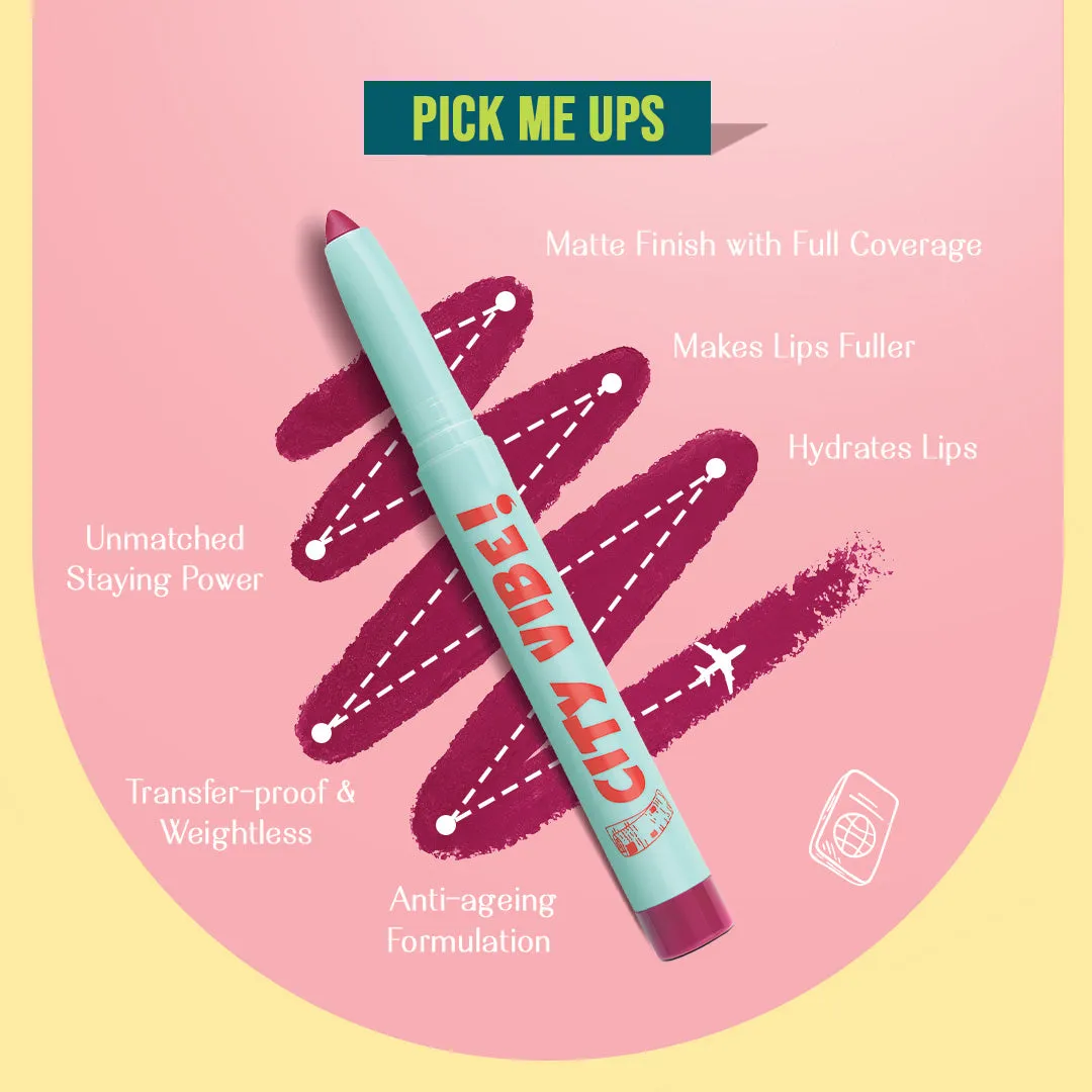 Jet Lag- Passport to Plump Lip Volumizing Matte Crayon  (Crimson) Transfer-proof