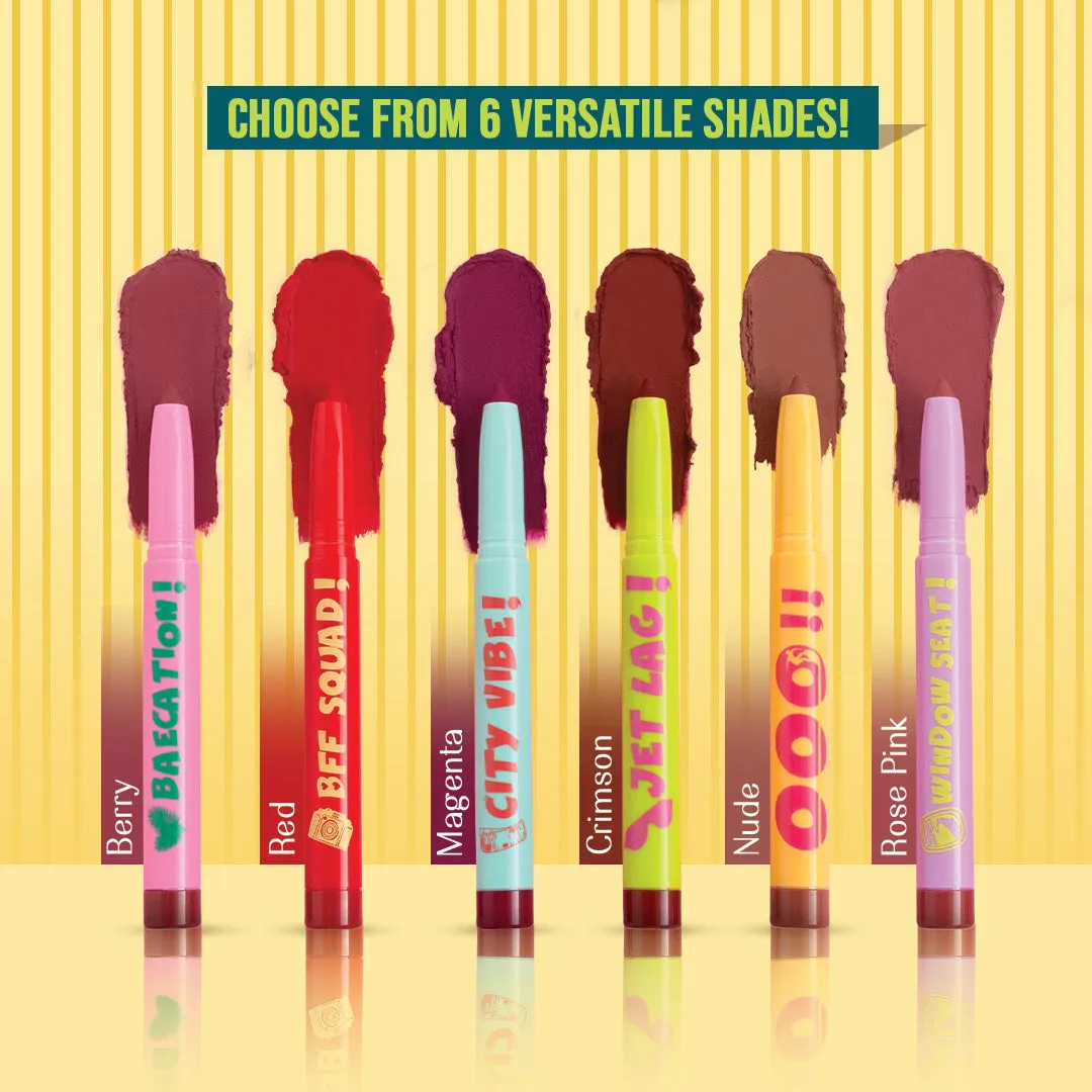 Jet Lag- Passport to Plump Lip Volumizing Matte Crayon  (Crimson) Transfer-proof